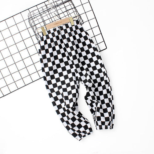 Baby Boy Checkerboard Pattern Summer Loose Pants