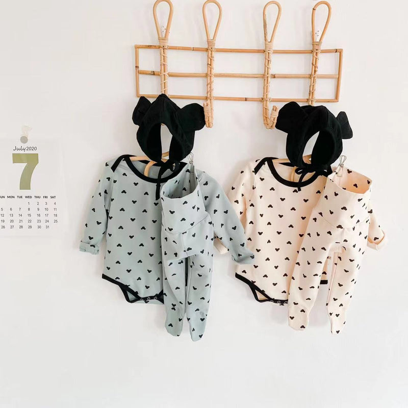 Baby Cartoon Print Pattern Soft Onesies Combo Trousers Sets