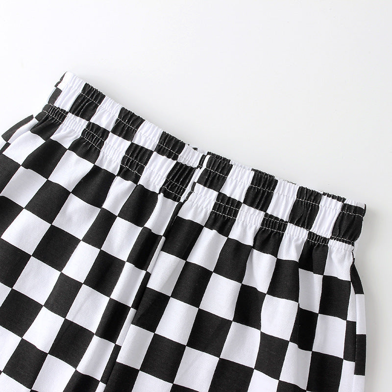 Baby Boy Checkerboard Pattern Summer Loose Pants